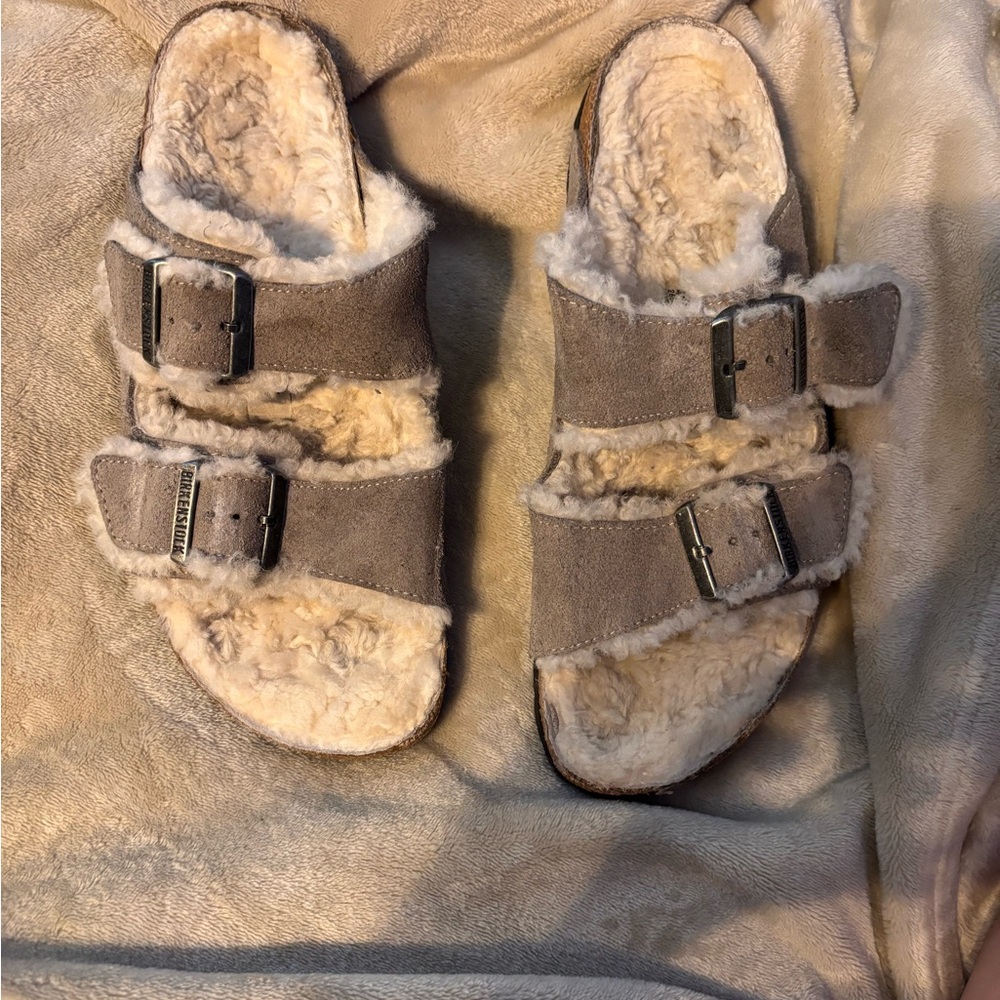 Birkenstock Cozy Gray Shearling Women's Sandals